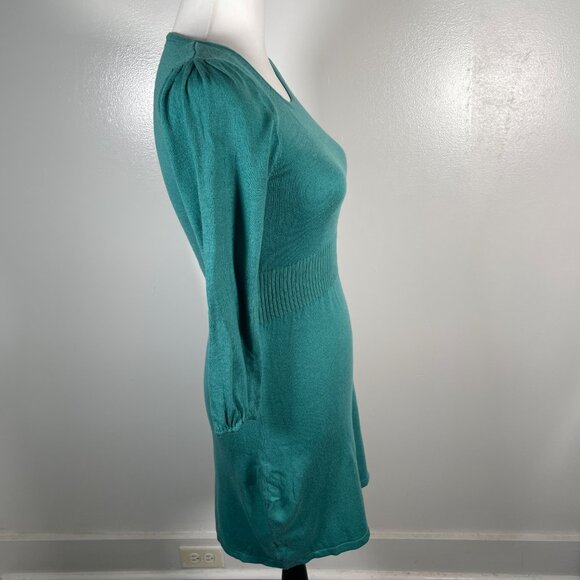 Divided Green Scoop Neck Tight Knit Fit and Flare Mini Sweater Dress 4 - Picture 10 of 13